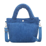 Maxbell Fashion Corduroy Tote Bag Casual Bucket Pouch Handbags Shopping Travel blue