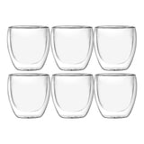Maxbell 6x Double Walled Glass Coffee Cups Clear 80ml for coffee Cappuccinos
