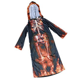 Max Halloween Kids Flame Skeleton Hooded Robe Costume Halloween Fancy Dress  L