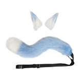 Maxbell Faux Fur Wolf Ears Tail Cosplay Set Furry for Party Adults Children Blue
