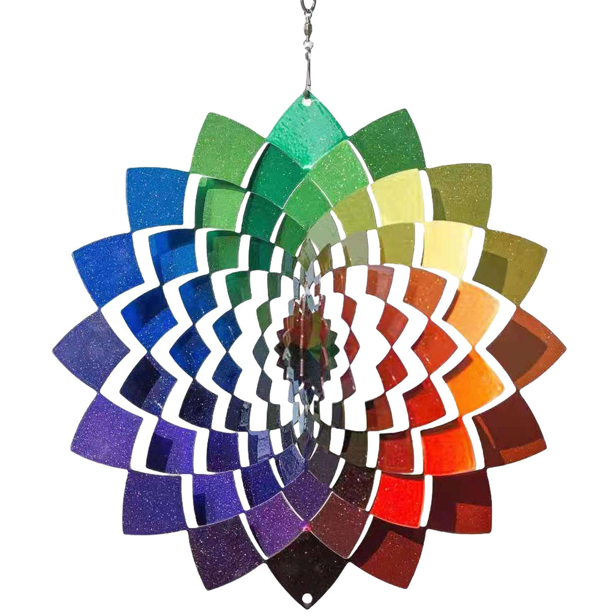 Maxbell Stainless Steel 3D Wind Spinner Indoor/Outdoor Garden Balcony Ornaments Rainbow