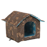 Maxbell Oxford Cloth Outdoor Feral Cats Warm House Waterproof Bed Kennel Tent Winter Square S Brown