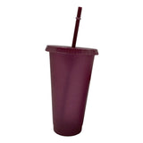 Maxbell Plastic Water Bottle Straw Cup Modern for Travel Shopping Friends Gifts wine red 710ml