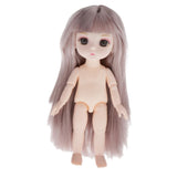 Maxbell Lovely 16cm Ball Jointed Girl Doll Nude Body DIY Parts Gray Hair with Bangs