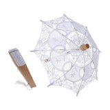 Max Chinese Style Folding Fan Umbrella Set Retro Wedding Decoration white