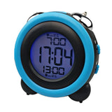 Maxbell Round Colorful Screen Mute Bedside Clock Digital Electronic Clock Blue