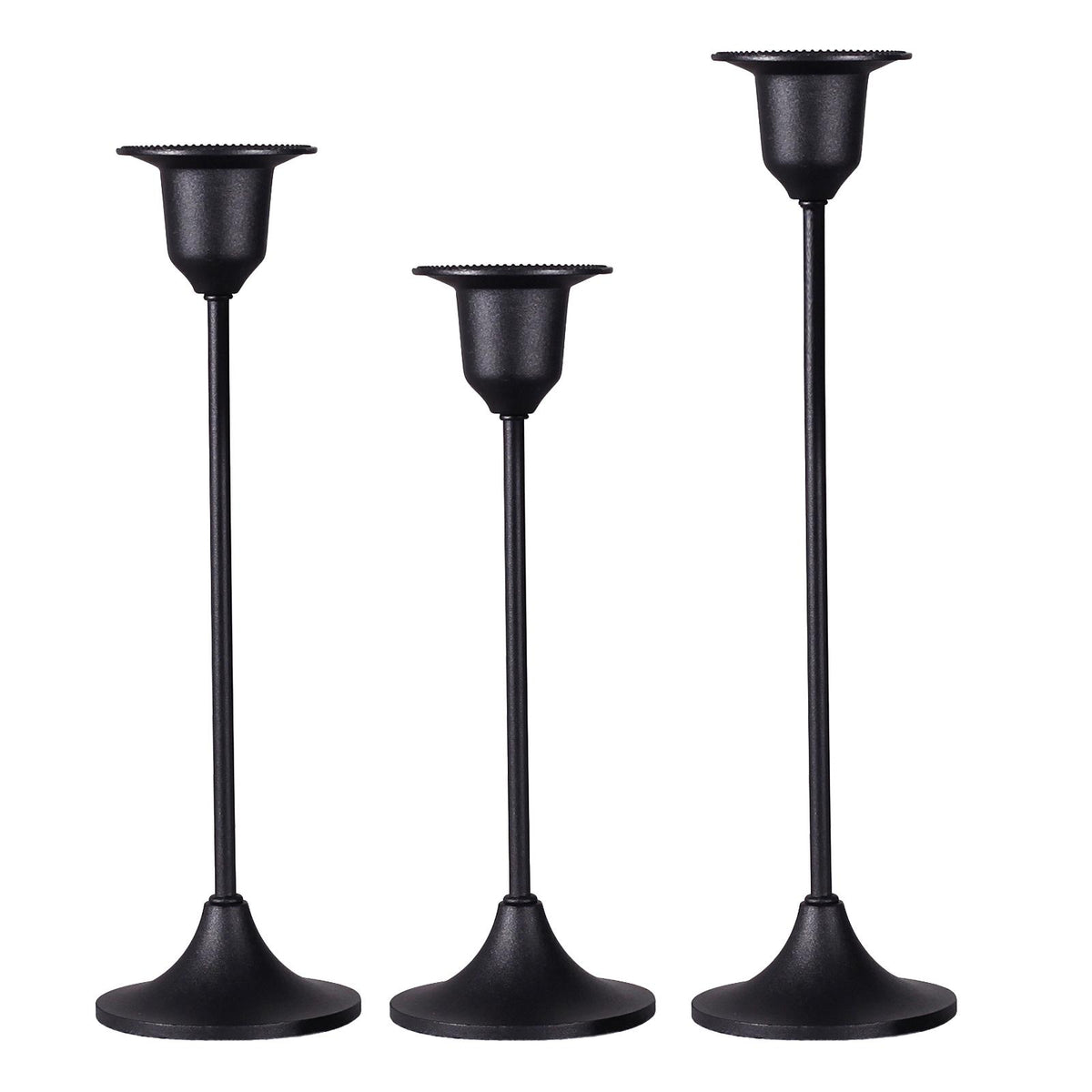Maxbell Set of 3Pcs Candle Holders Matte Black Candlestick Holders Durable Adornment