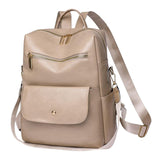 Maxbell Women Backpack Girls Shoulder Bag Rucksack Multi Pocket PU Leather Handbag Beige