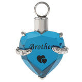 Maxbell Love Heart Blue Crystal Urn Memorial Ash Keepsake Cremation Pendant brother