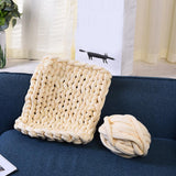 Max 25 Meters Chunky Wool Yarn  Soft Bulky Arm Knitting Wool Roving Beige