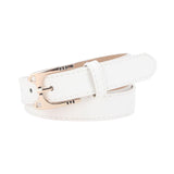 Maxbell Women's Leather Belts Adjustable Waist Band Metal Prong Buckle Versatile White