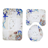 Max 3Pcs Bathroom Rug Set Bath Rug Mat U Shape Contour Lid Cover Starfish Shells