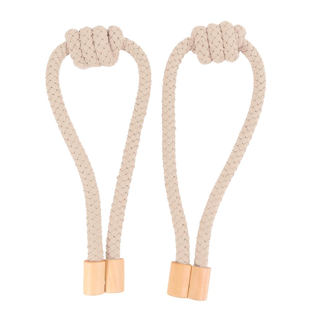 Max 1 Pair of Modern Knotted Curtain Tiebacks Holdback with Magnetic Beige