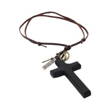Maxbell Cross Pendant Necklace Durable for Thanksgiving Day Gift for Men Women Black
