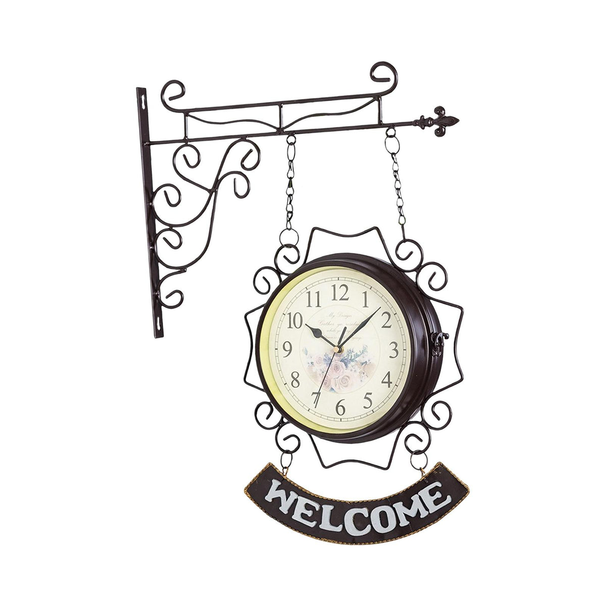 Maxbell Double Sided Wall Clock Round Wall Hanging Clock for Home Outdoor Porch Coffee