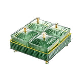 Maxbell Removable Serving Dishes with Lid Fruit Plate for Candy Snacks Chips and Dip Green 4 Grids