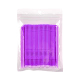 Maxbell 100 Pieces Micro Applicator Brushes for Eyelashes Mascara Makeup Application Purple Small