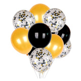 Max 15 Pieces Latex Party Balloons Confetti Balloons with Curling Ribbon Black