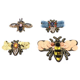 Max 4Pcs/set Bees Sequins Rhinestone Beaded Applique Patches Embellishments