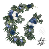 Maxbell 2Pcs Flower Swag Wedding Ceremony Rustic Wreath for Ornament Reception Blue