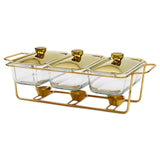 Maxbell Food Warmers Trays 3 Grid Buffet Food Warmer Pot for Hotel Wedding 1.3L