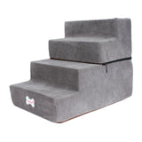Maxbell Dog Steps Stair Dog Ramp Ladder Removable Cover Wide for Indoor Cats Couch Light Grey