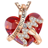 Maxbell Love Heart Shape Pendant Necklace Charms 45cm Length Chain Mother's Day Gift Red