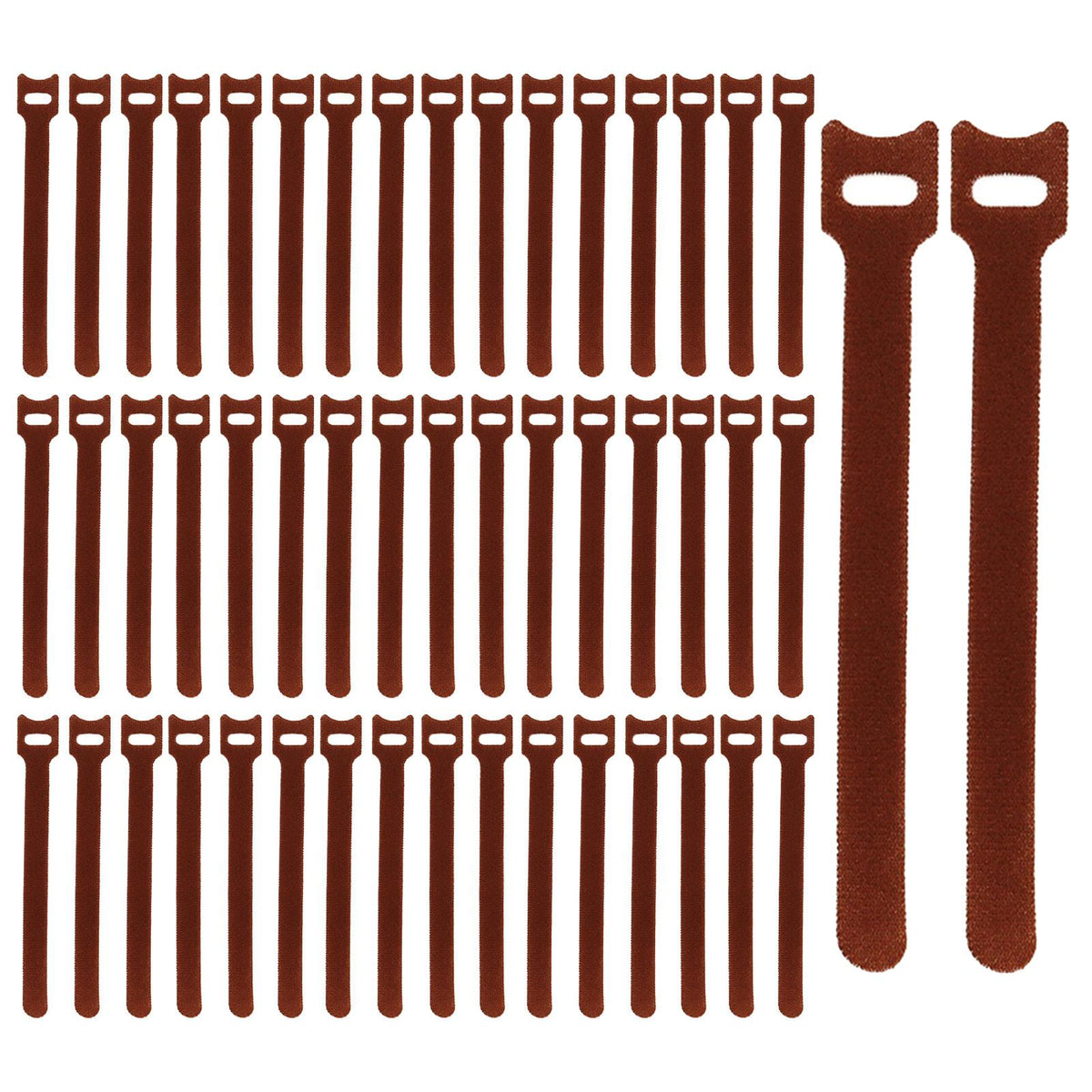 Maxbell 50 Pieces Releasable Cable Ties Removable Heavy Duty Fastening Hook and Loop brown