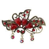 Maxbell Antique Metal Floral French Spring Barrette Hair Clips Accessories Red