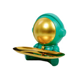 Maxbell Astronaut Statue with Tray Key Holder for porch Container Trinkets Green Gold