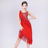 Max Women's Dance Skirts Latin Dance Dresses Dancewear for Ballroom M Red