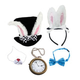 Maxbell Easter White Rabbit Costume Set Top Hat Fancy Dress Nose Bowtie Pocket Watch