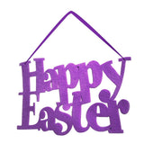 Maxbell Easter Door Hanger Happy Easter Hanging Wall Door Decoration Sign Purple