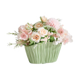 Maxbell Artificial Flower Basket Wall Hanging Flower Basket for Home Wedding Desktop Green and Pink