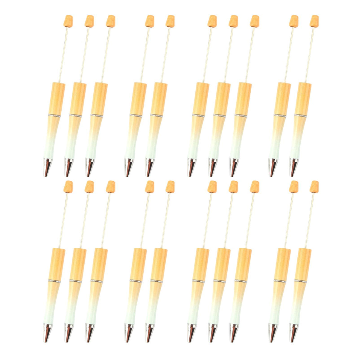 Maxbell 20Pcs Beadable Pens Kit Printable Bead Ballpoint Pen for Draw Exam Classroom Orange Yellow