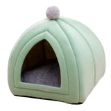 Maxbell Cat Bed Puppy Kennel Sofa Semi Closed Winter for Cats Dogs Supplies green