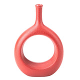 Maxbell Donut Vase Home Bedroom Tabletop Flower Vase with Hole Office Decorative Red
