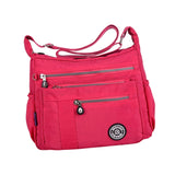 Maxbell Nylon Handbag Casual Tote Bag Adjustable Strap Womens Shoulder Bag Pouch Rose Red