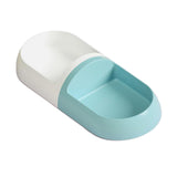 Maxbell Cat Double Bowl Cat Food Bowl Reusable Capsule Shaped for Accessories white and blue