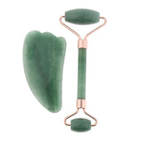 Max 2pcs Jade Face Massage Double Roller Guasha Massager Board Kit  Gold