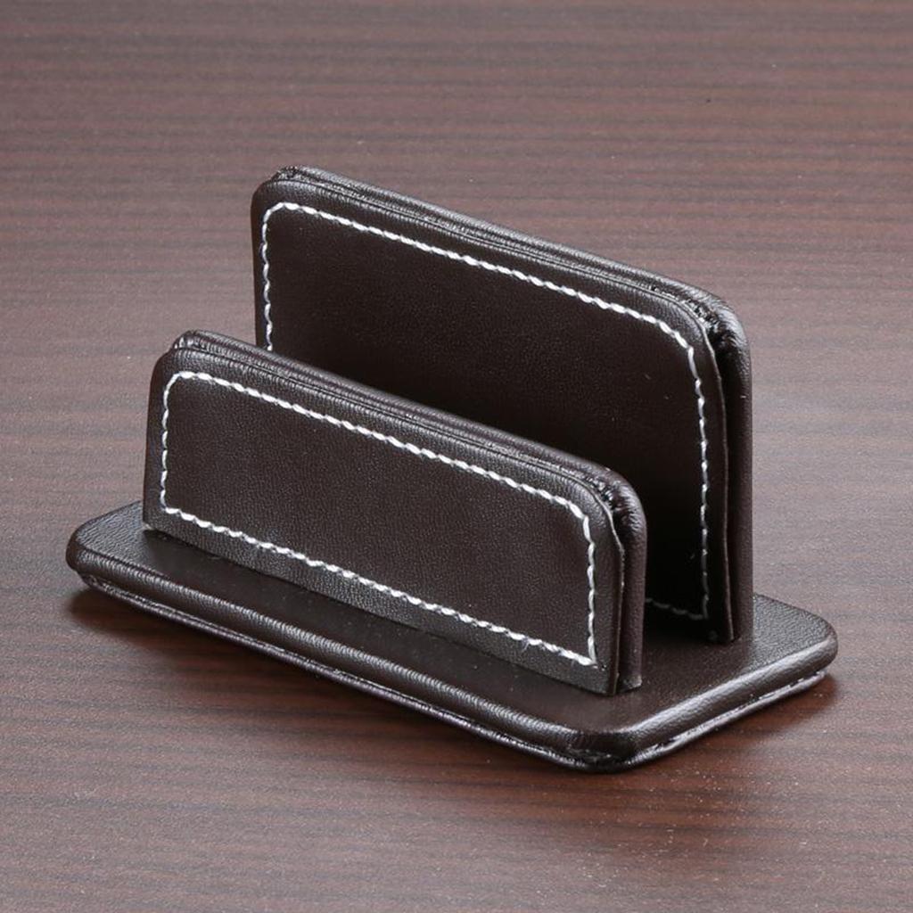 Maxbell PU Leather Business Cards Holder Name Card Storage Office Desk Supply Coffee