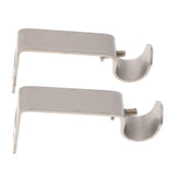 Max Set of 2Pcs Adjustable Metal Curtain Pole Rod Wall Bracket Hook Holder Silver