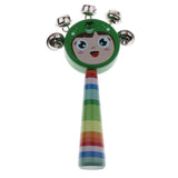 Max Orff Instrument Cute Wood Hand Jingle Bell Rattle Drum Kids Sound Toy Green