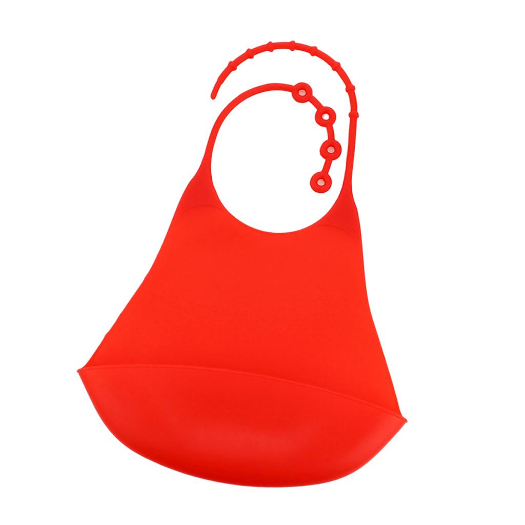 Max Maxb Silicone Adult Bib Reusable Clothing Eating Mealtime Protector Red