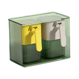 Maxbell Seasoning Box Set with Cover and Spoon Condiment Jars for Spice Sugar Salt 2 Grids