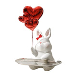 Maxbell Nordic Rabbit Storage Tray Statue Figurines Ornament for Home Desk Decor red