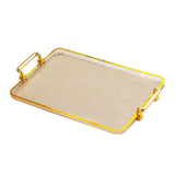 Maxbell Serving Tray with Handles Eating Tray for Countertop Centerpiece Rectangular Amber Gold Edge
