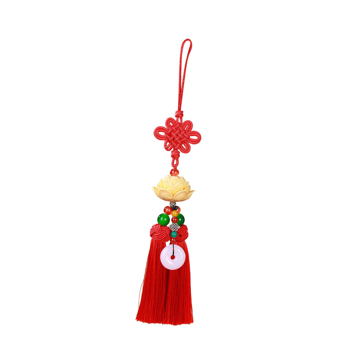 Maxbell Car Pendant Lotus Shape Lucky Car Dangling Ornament Rear View Mirror Pendant Red