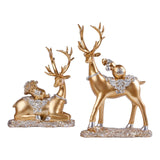 Maxbell Reindeer Lover Figurines Decoration Accents Resin Deer Statues for Fireplace Aureate