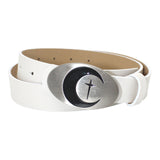 Maxbell PU Leather Belt Waist Band Fashion Belt Punk Metal Buckle for Men and Women White